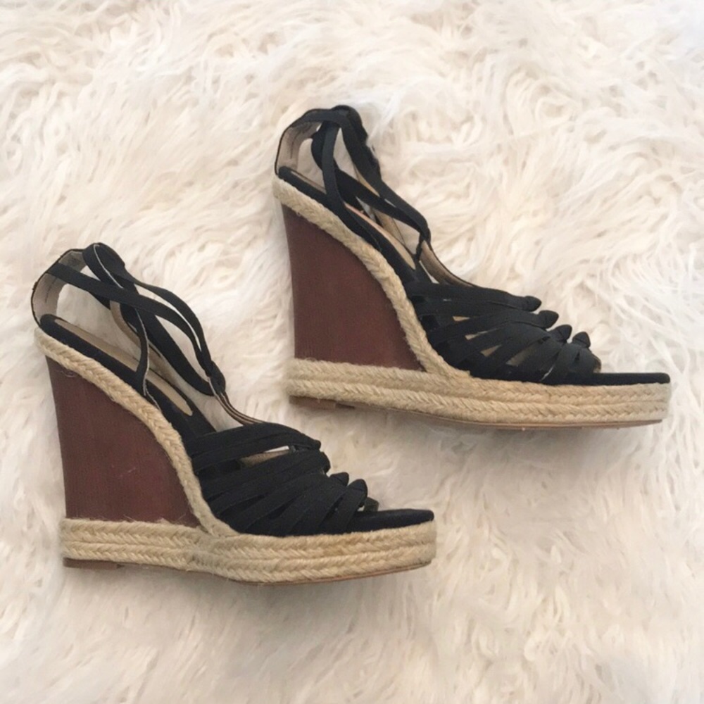 4/$25 LEVITY IZZY BLACK‎ WEDGE SANDAL ESPADRILLE
